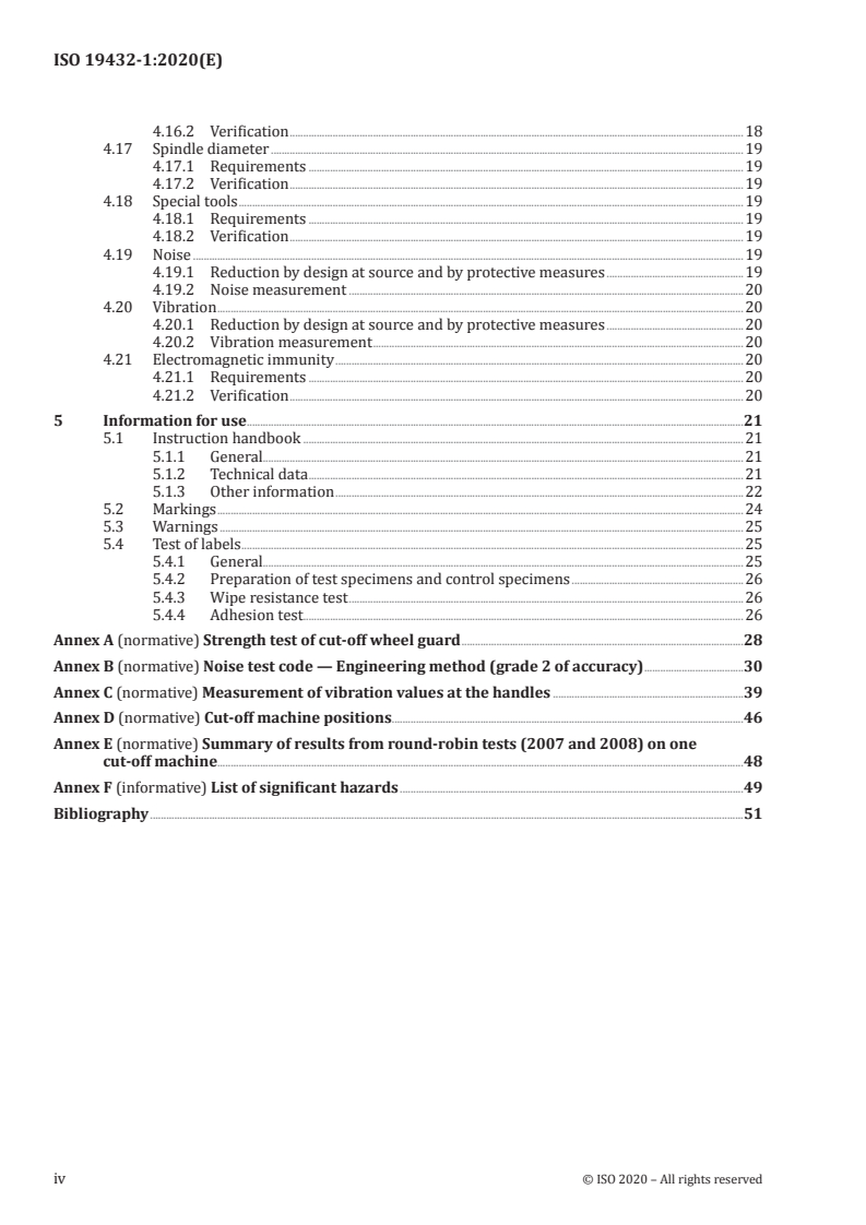 ISO 19432-1:2020 ISO 19432-1:2020 - Building construction machinery and equipment — Portable, hand-held, internal combustion engine-driven abrasive cutting machines — Part 1: Safety requirements for cut-off machines for centre-mounted rotating abrasive wheels/13/2020 - Page 4 preview