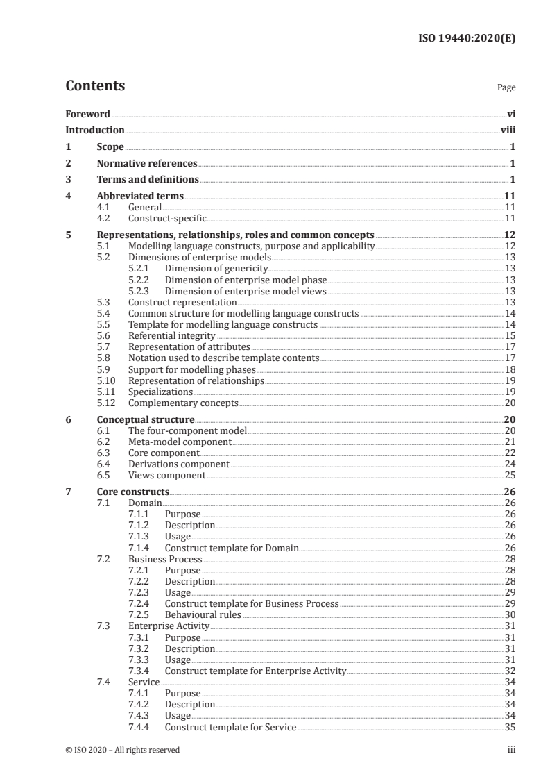 ISO 19440:2020 ISO 19440:2020 - Enterprise modelling and architecture — Constructs for enterprise modelling/27/2020 - Page 3 preview