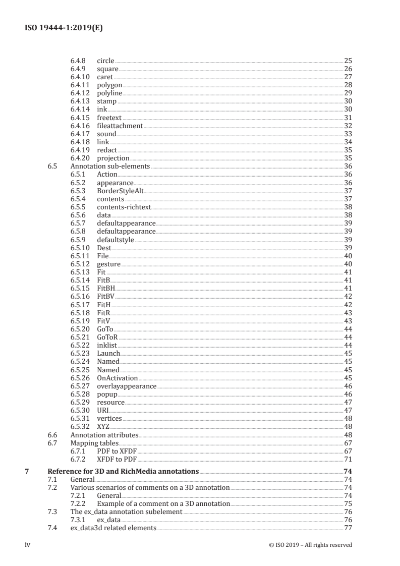 ISO 19444-1:2019 ISO 19444-1:2019 - Document management — XML Forms Data Format — Part 1: Use of ISO 32000-2 (XFDF 3.0)/9/2019 - Page 4 preview