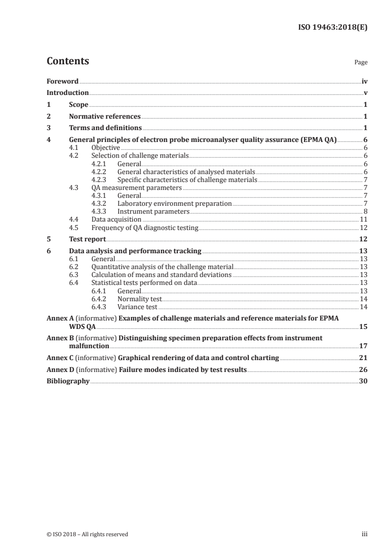 ISO 19463:2018 ISO 19463:2018 - Microbeam analysis — Electron probe microanalyser (EPMA) — Guidelines for performing quality assurance procedures/26/2018 - Page 3 preview