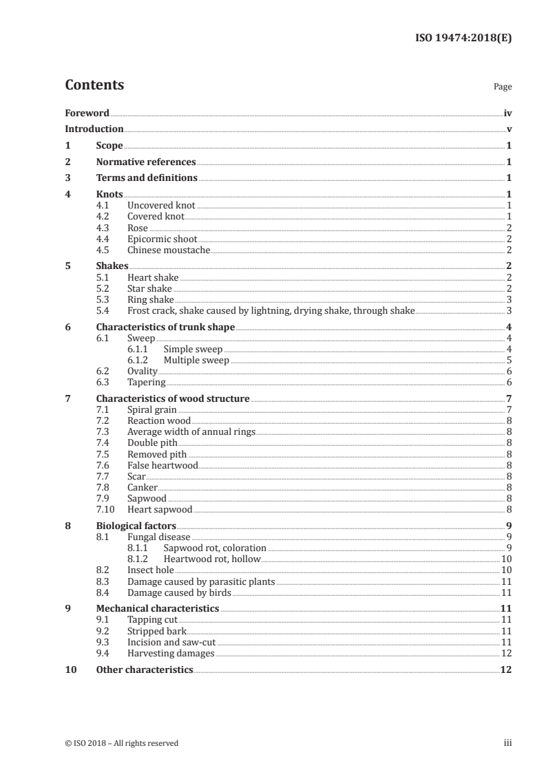 ISO 19474:2018 ISO 19474:2018 - Round timber — Visual characteristics — Methods of determination/28/2018 - Page 3 preview