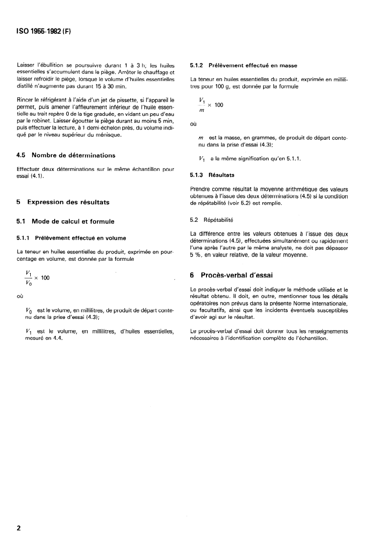 SIST ISO 1955:1995 ISO 1955:1982 - Agrumes et produits dérivés — Détermination de la teneur en huiles essentielles (Méthode de référence)/1/1982 - Page 4 preview