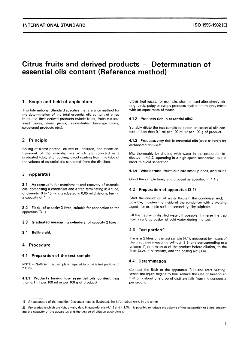 SIST ISO 1955:1995 ISO 1955:1982 - Citrus fruits and derived products — Determination of essential oils content (Reference method)/1/1982 - Page 3 preview