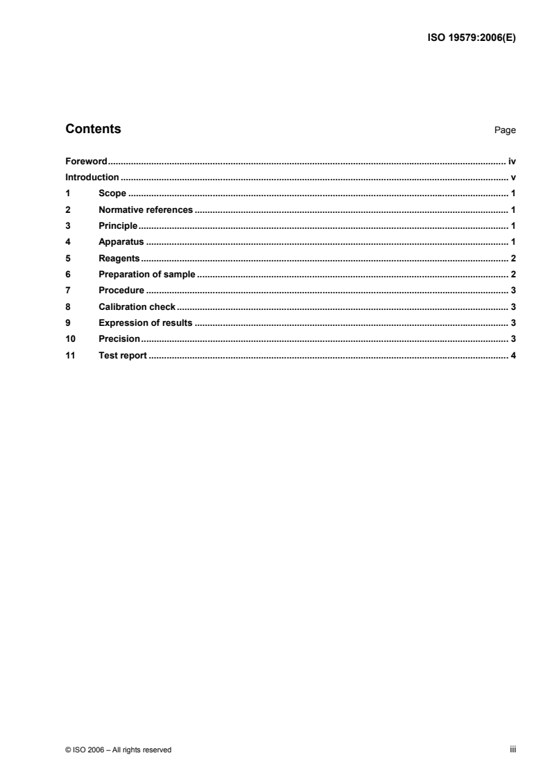 ISO 19579:2006 ISO 19579:2006 - Solid mineral fuels — Determination of sulfur by IR spectrometry/3/2006 - Page 3 preview