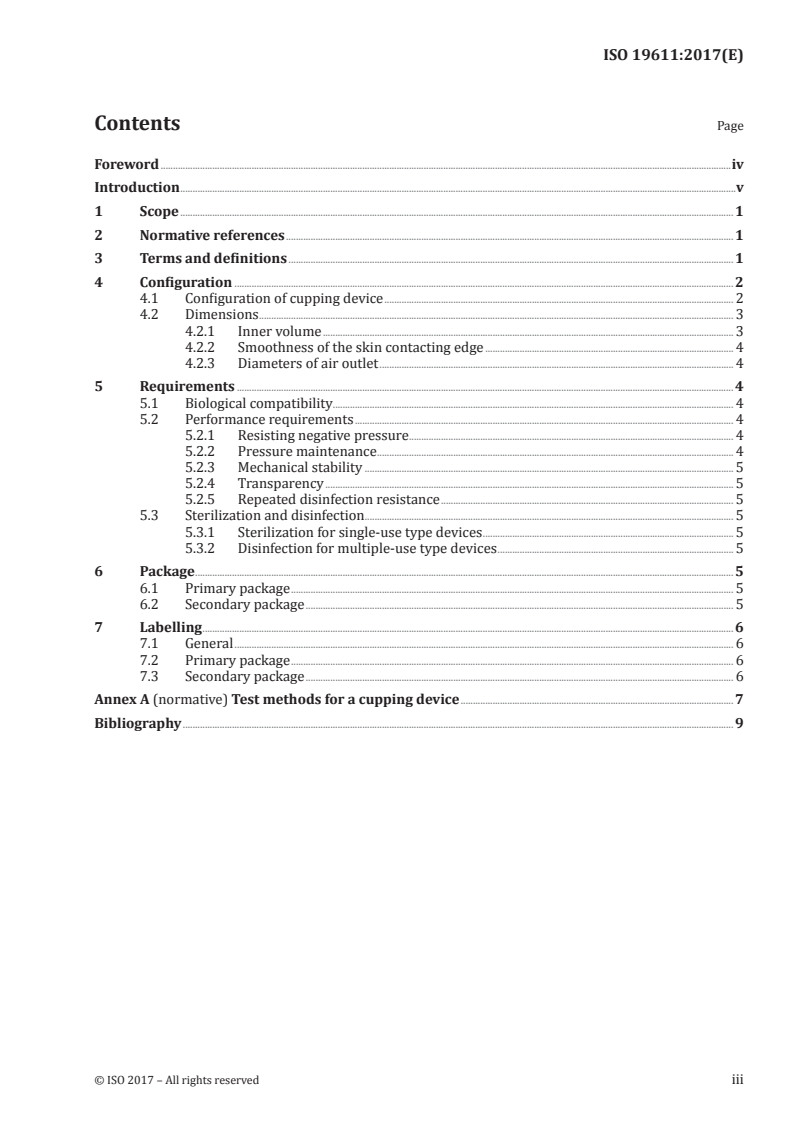 ISO 19611:2017 ISO 19611:2017 - Traditional Chinese medicine — Air extraction cupping device/23/2017 - Page 3 preview