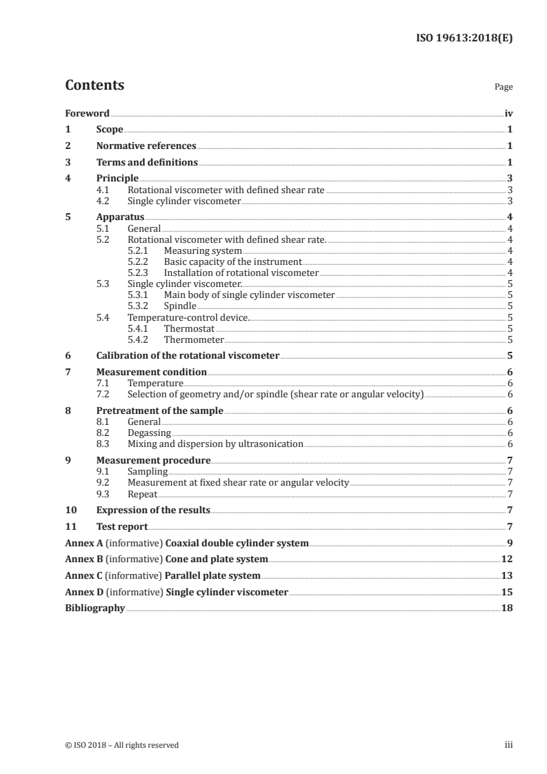 ISO 19613:2018 ISO 19613:2018 - Fine ceramics (advanced ceramics, advanced technical ceramics) — Measurement of viscosity of ceramic slurry by use of a rotational viscometer/6/2018 - Page 3 preview