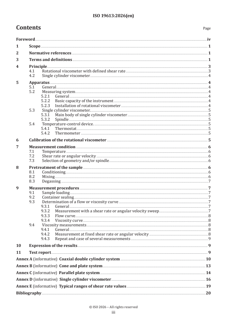 ISO 19613:2026 ISO 19613:2026 - Fine ceramics (advanced ceramics, advanced technical ceramics) — Measurement of viscosity of ceramic slurry by use of a rotational viscometer - Page 3 preview