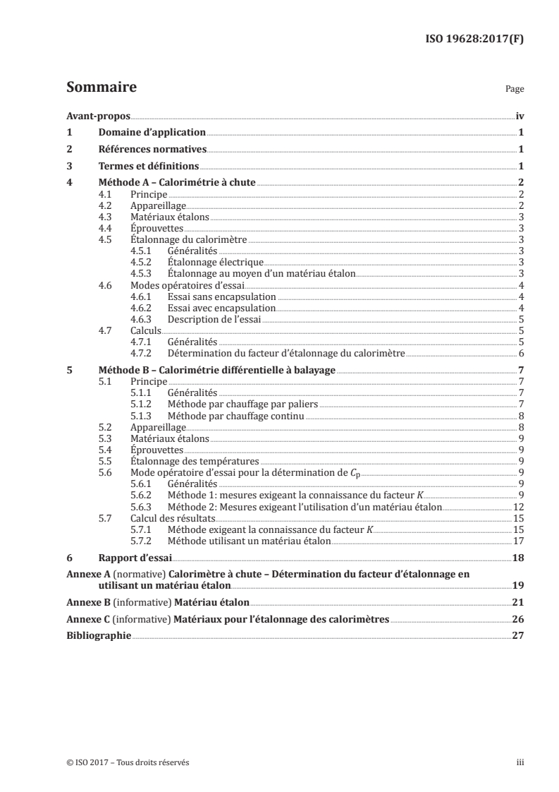 ISO 19628:2017 ISO 19628:2017 - Céramiques techniques — Propriétés thermophysiques des composites céramiques — Détermination de la capacité thermique specifique/28/2017 - Page 3 preview