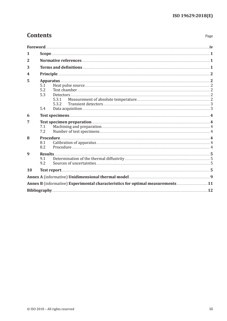 ISO 19629:2018 ISO 19629:2018 - Fine ceramics (advanced ceramics, advanced technical ceramics) — Thermophysical properties of ceramic composites — Determination of unidimensional thermal diffusivity by flash method/29/2018 - Page 3 preview