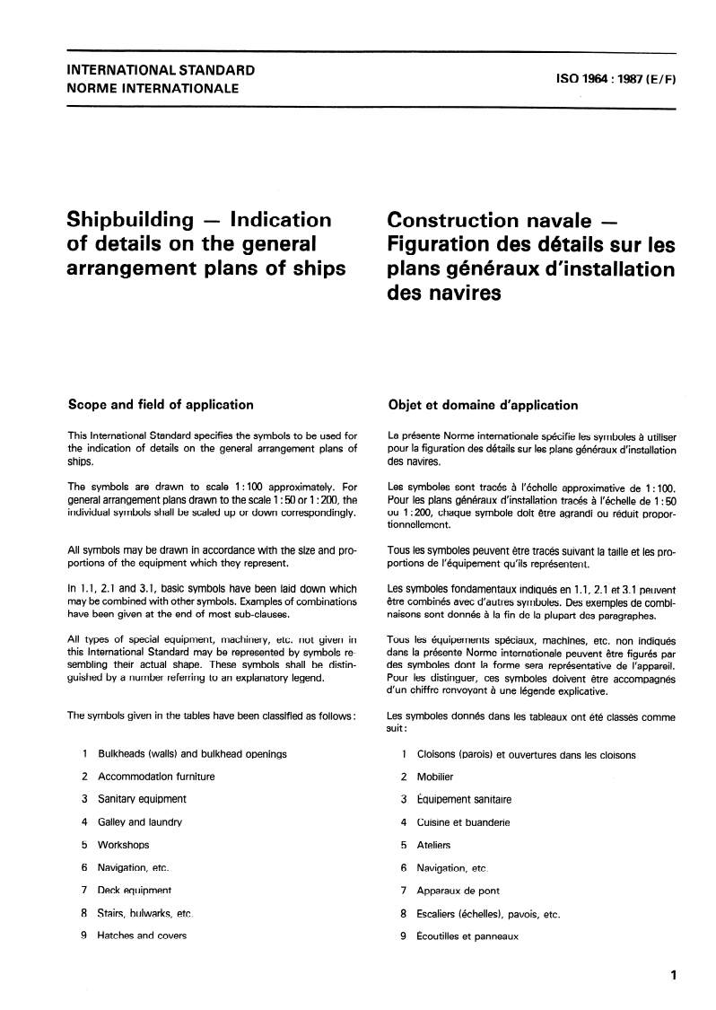 ISO 1964:1987 ISO 1964:1987 - Shipbuilding — Indication of details on the general arrangement plans of ships/15/1987 - Page 3 preview