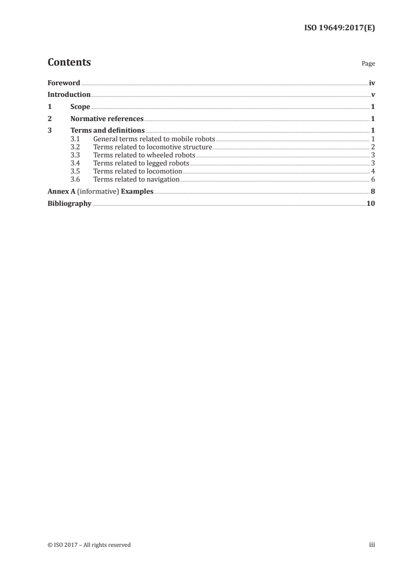 ISO 19649:2017 ISO 19649:2017 - Mobile robots — Vocabulary/17/2017 - Page 3 preview