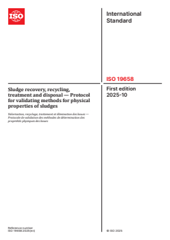 ISO 19658:2025 - Sludge recovery, recycling, treatment and disposal — Protocol for validating methods for physical properties of sludges
Released:10/13/2025 - Page 1 preview