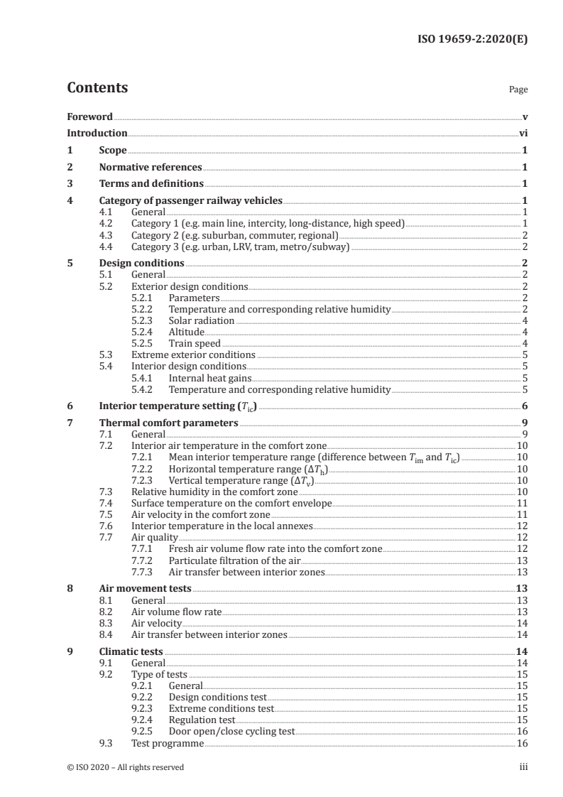 ISO 19659-2:2020 ISO 19659-2:2020 - Railway applications — Heating, ventilation and air conditioning systems for rolling stock — Part 2: Thermal comfort/7/2020 - Page 3 preview