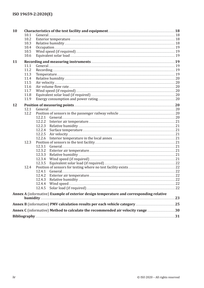 ISO 19659-2:2020 ISO 19659-2:2020 - Railway applications — Heating, ventilation and air conditioning systems for rolling stock — Part 2: Thermal comfort/7/2020 - Page 4 preview