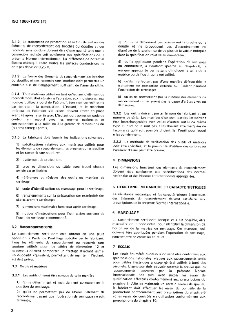 ISO 1966:1973 ISO 1966:1973 - Raccordements sertis pour câbles électriques utilisés à bord des aéronefs/1/1973 - Page 4 preview