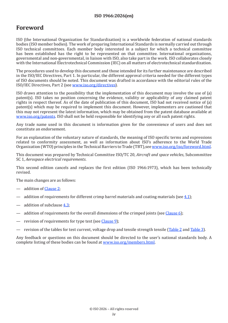 ISO 1966:2026 ISO 1966:2026 - Crimped joints for aircraft electrical cables - Page 4 preview