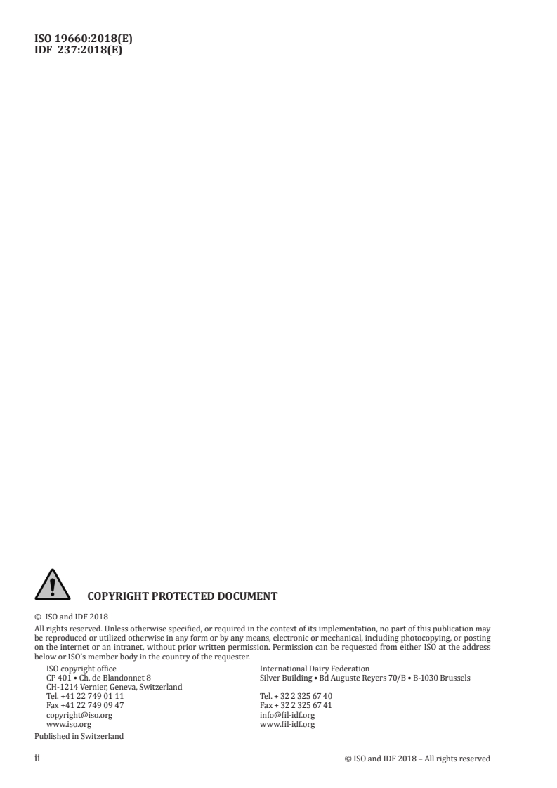 ISO 19660:2018 ISO 19660:2018 - Cream — Determination of fat content — Acido-butyrometric method/8/2018 - Page 2 preview