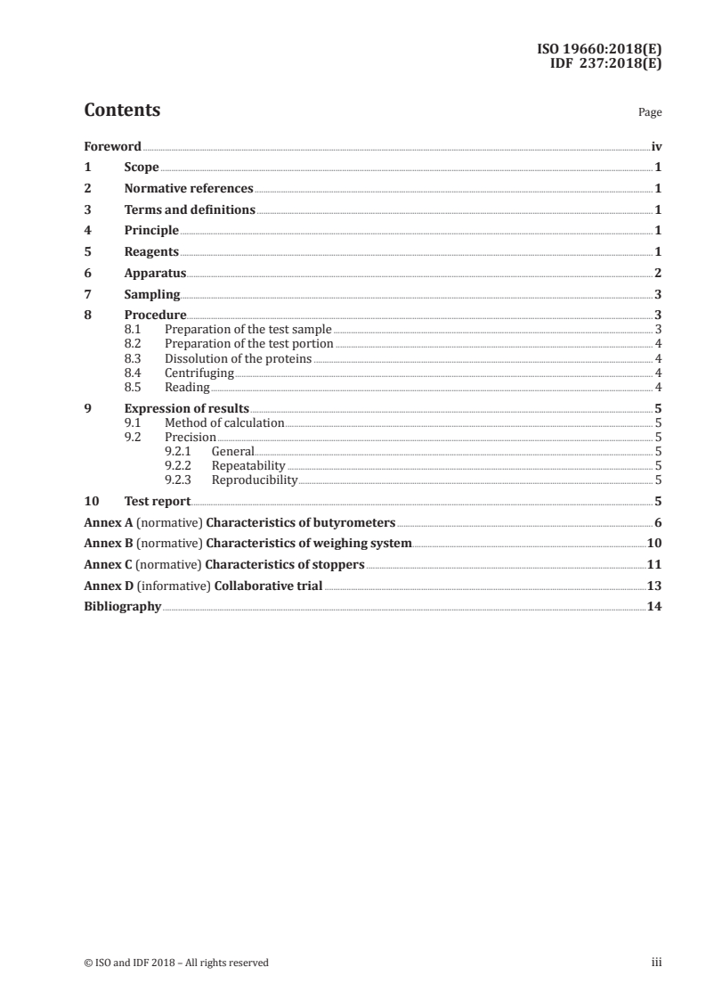 ISO 19660:2018 ISO 19660:2018 - Cream — Determination of fat content — Acido-butyrometric method/8/2018 - Page 3 preview