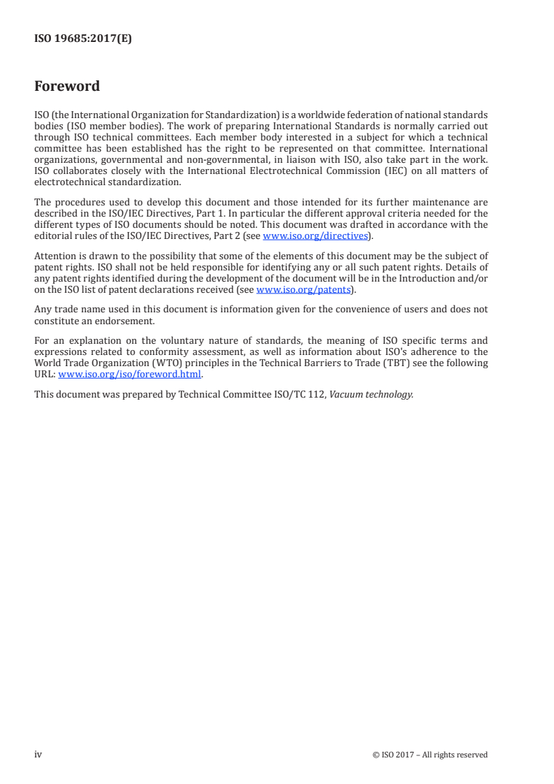 ISO 19685:2017 ISO 19685:2017 - Vacuum technology — Vacuum gauges — Specifications, calibration and measurement uncertainties for Pirani gauges/20/2017 - Page 4 preview