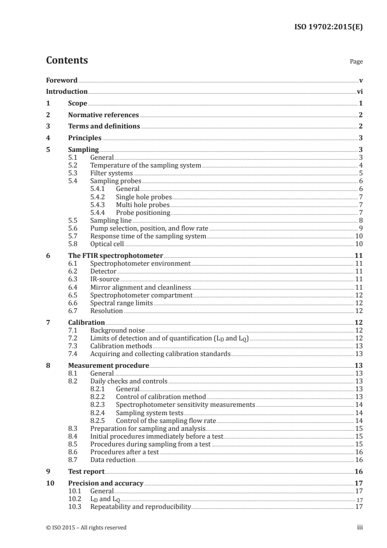 ISO 19702:2015 ISO 19702:2015 - Guidance for sampling and analysis of toxic gases and vapours in fire effluents using Fourier Transform Infrared (FTIR) spectroscopy/4/2015 - Page 3 preview