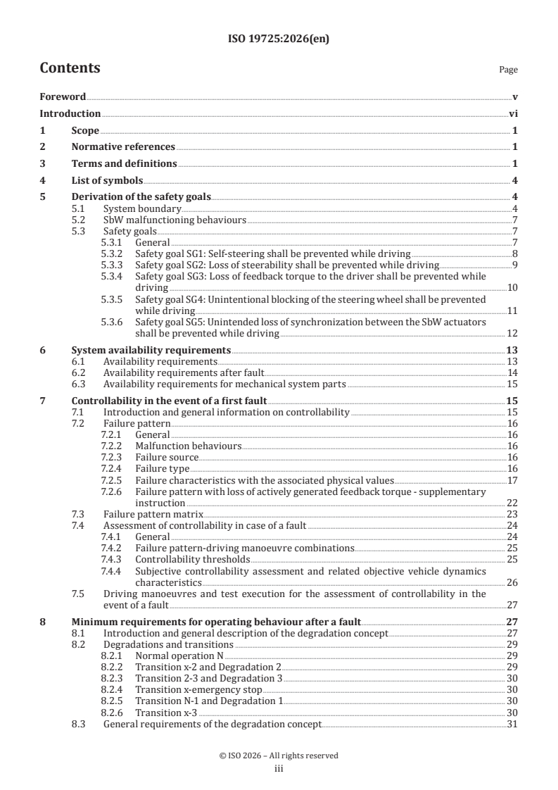 ISO 19725:2026 ISO 19725:2026 - Road vehicles — Steer-by-wire systems — System safety guidelines - Page 3 preview