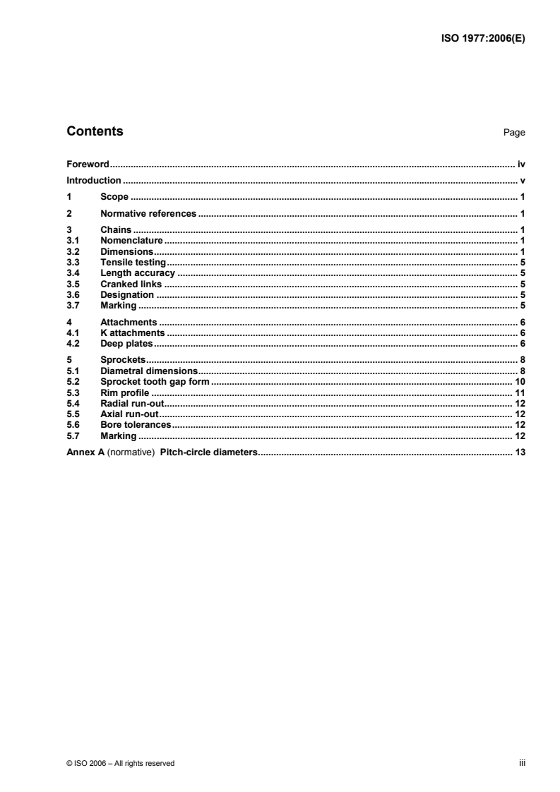 ISO 1977:2006 ISO 1977:2006 - Conveyor chains, attachments and sprockets - Page 3 preview
