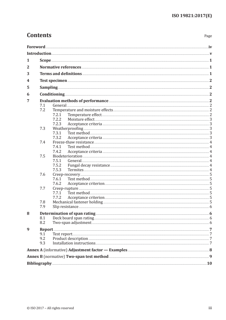 ISO 19821:2017 ISO 19821:2017 - Determination of span rating for natural fibre-reinforced plastic composite (NFC) deck boards/4/2017 - Page 3 preview