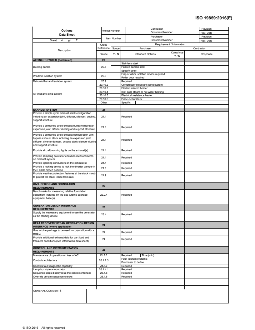 ISO 19859:2016 ISO19859_2016_3.Options_Data_Sheet - ISO 19859:2016 - Gas turbine applications — Requirements for power generation/10/2016 - Page 4 preview