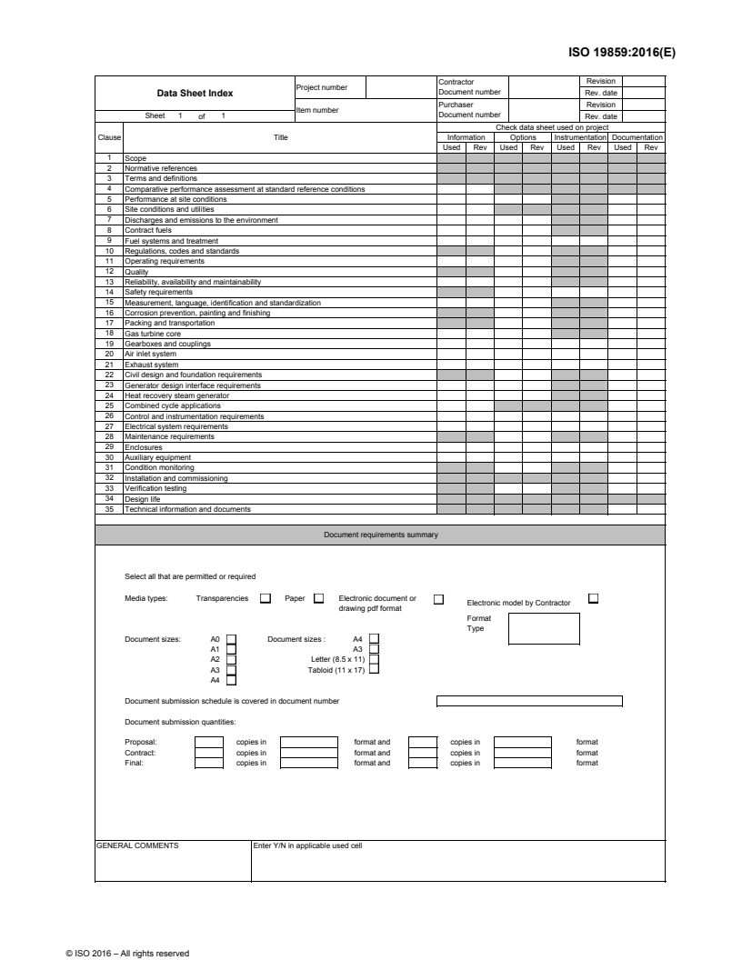 ISO 19859:2016 ISO19859_2016_1.Data_Sheet_Index - ISO 19859:2016 - Gas turbine applications — Requirements for power generation/10/2016 - Page 1 preview