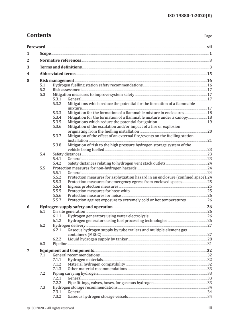 ISO 19880-1:2020 ISO 19880-1:2020 - Gaseous hydrogen — Fuelling stations — Part 1: General requirements/4/2020 - Page 3 preview