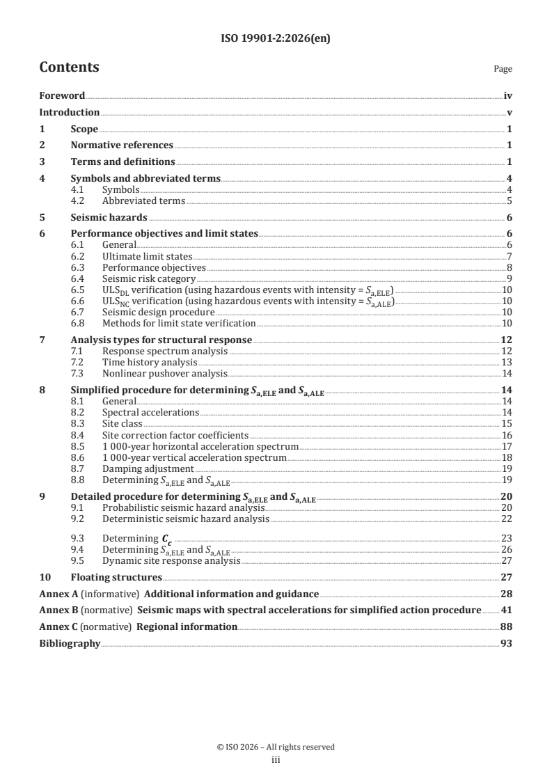 ISO 19901-2:2026 ISO 19901-2:2026 - Specific requirements for offshore structures — Part 2: Seismic design - Page 3 preview