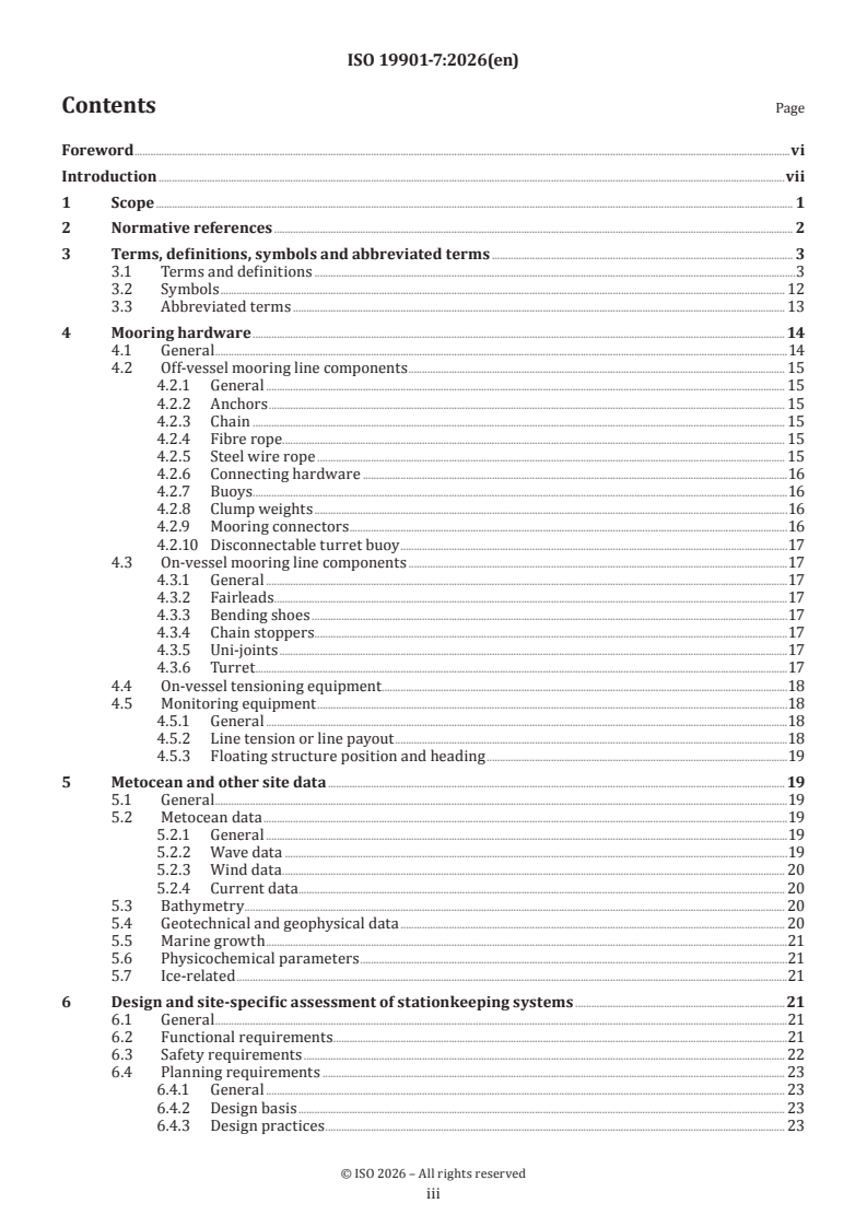 ISO 19901-7:2026 ISO 19901-7:2026 - Specific requirements for offshore structures — Part 7: Stationkeeping systems for floating offshore structures and mobile offshore units - Page 3 preview