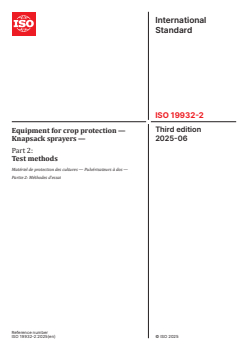 ISO 19932-2:2025 - Equipment for crop protection — Knapsack sprayers — Part 2: Test methods
Released:25. 06. 2025 - Page 1 preview