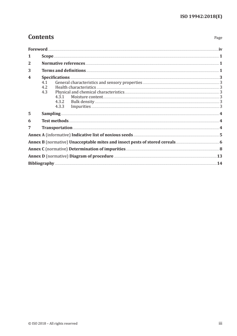 ISO 19942:2018 ISO 19942:2018 - Maize (Zea mays L.) — Specification/27/2018 - Page 3 preview