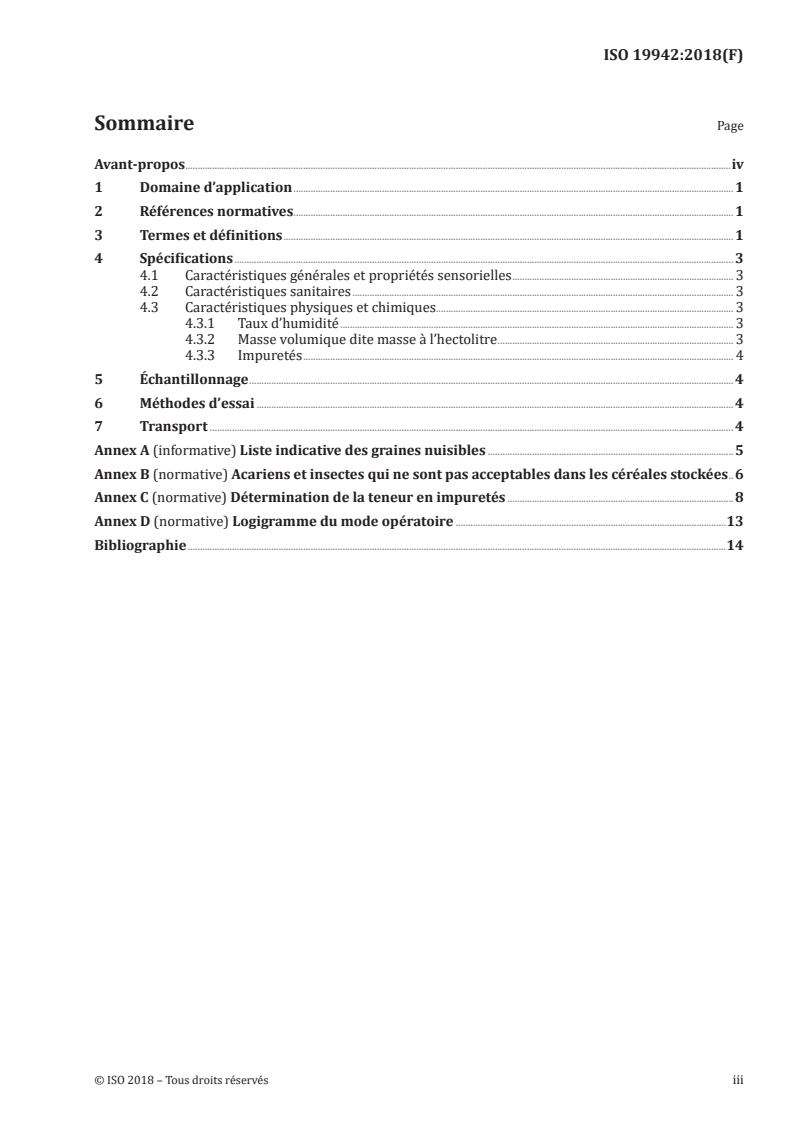 ISO 19942:2018 ISO 19942:2018 - Maïs (Zea mays L.) — Spécifications/27/2018 - Page 3 preview