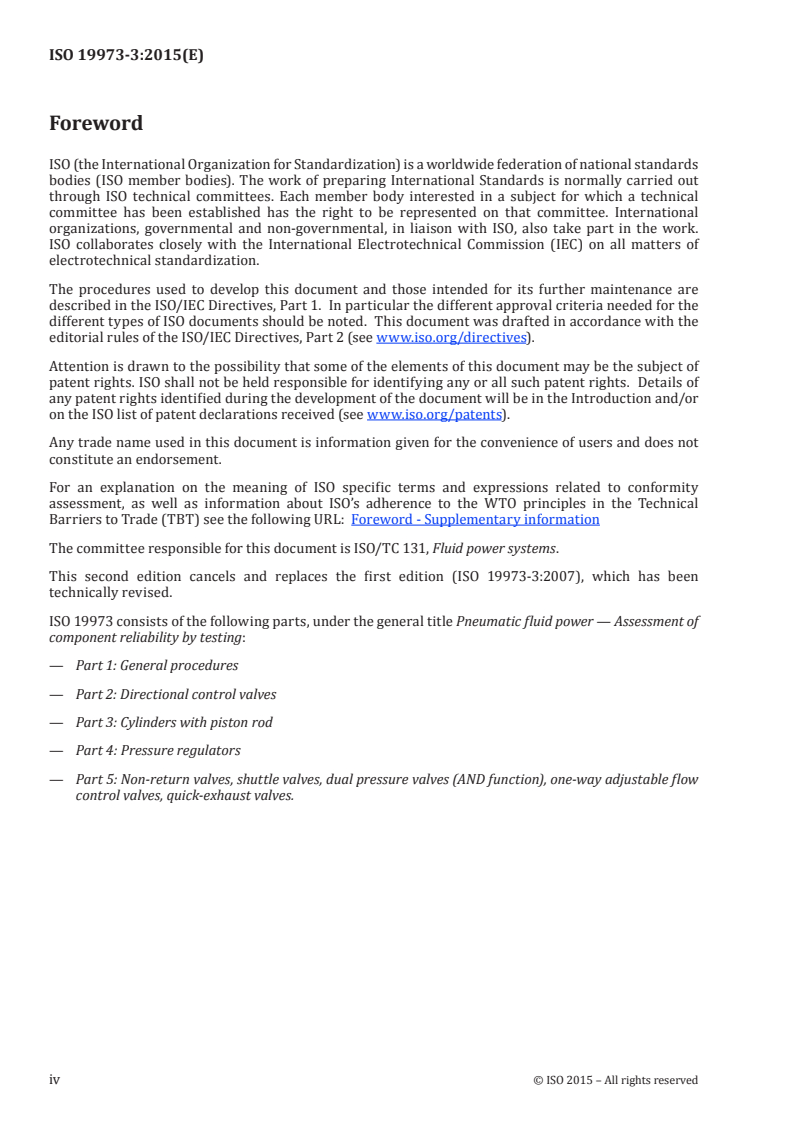 ISO 19973-3:2015 ISO 19973-3:2015 - Pneumatic fluid power — Assessment of component reliability by testing — Part 3: Cylinders with piston rod/1/2015 - Page 4 preview