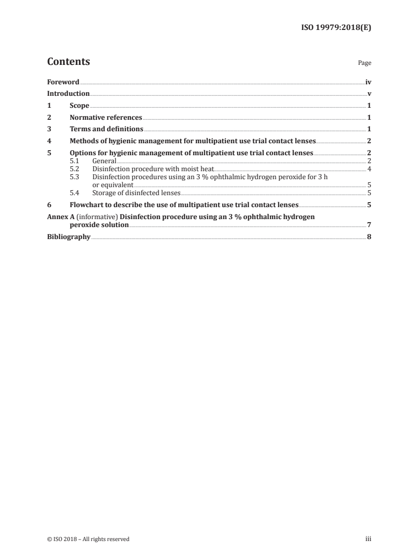ISO 19979:2018 ISO 19979:2018 - Ophthalmic optics — Contact lenses — Hygienic management of multipatient use trial contact lenses/15/2018 - Page 3 preview