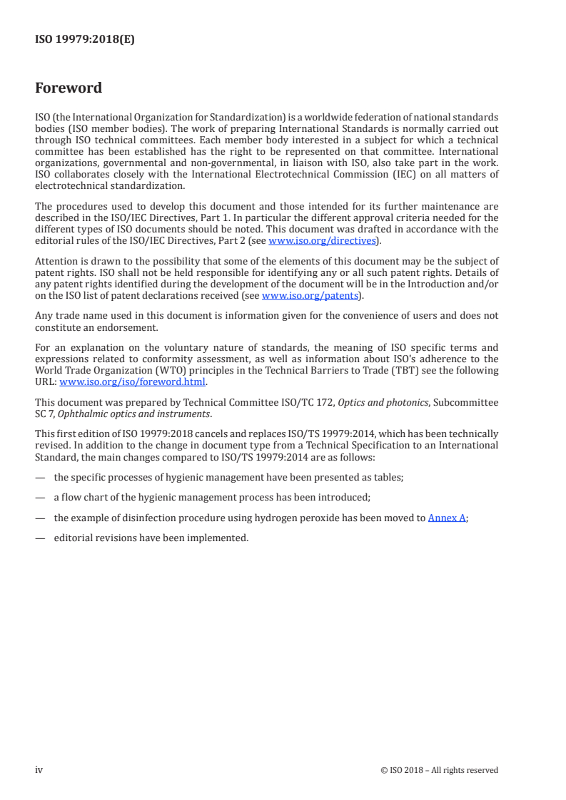 ISO 19979:2018 ISO 19979:2018 - Ophthalmic optics — Contact lenses — Hygienic management of multipatient use trial contact lenses/15/2018 - Page 4 preview