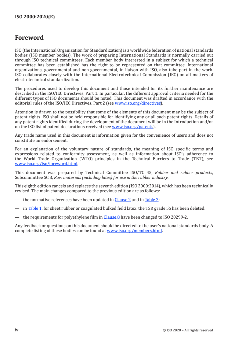 ISO 2000:2020 ISO 2000:2020 - Rubber, raw natural — Guidelines for the specification of technically specified rubber (TSR)
Released:7/23/2020 - Page 4 preview
