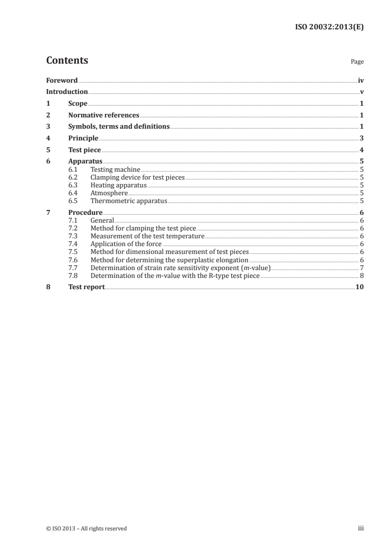 ISO 20032:2013 ISO 20032:2013 - Method for evaluation of tensile properties of metallic superplastic materials/2/2013 - Page 3 preview