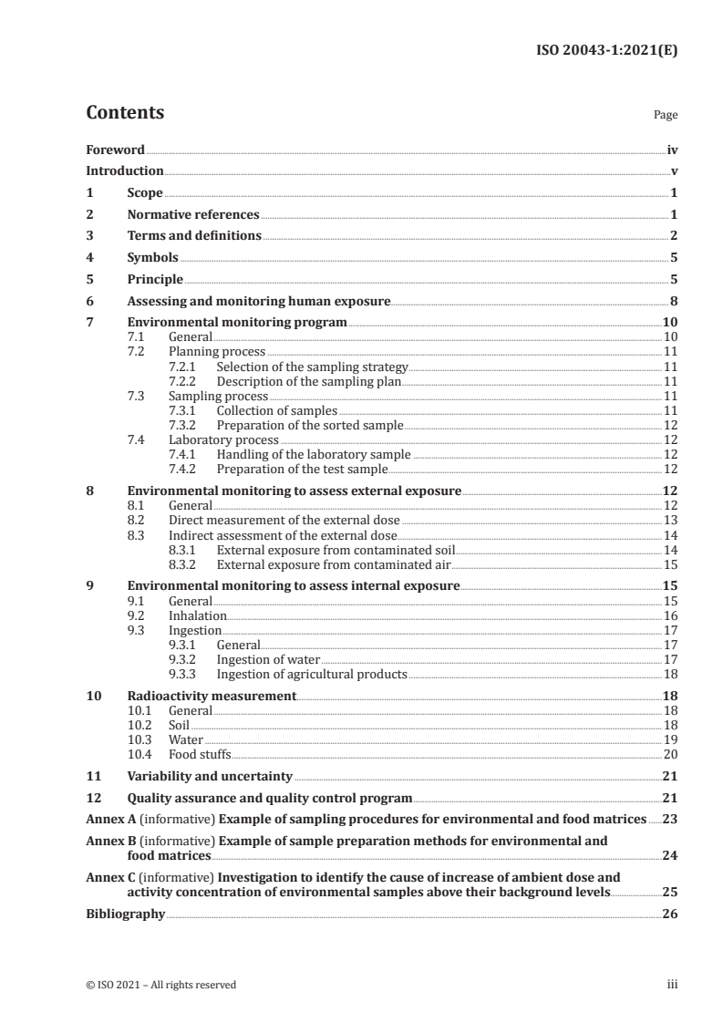 ISO 20043-1:2021 ISO 20043-1:2021 - Measurement of radioactivity in the environment — Guidelines for effective dose assessment using environmental monitoring data — Part 1: Planned and existing exposure situation/8/2021 - Page 3 preview