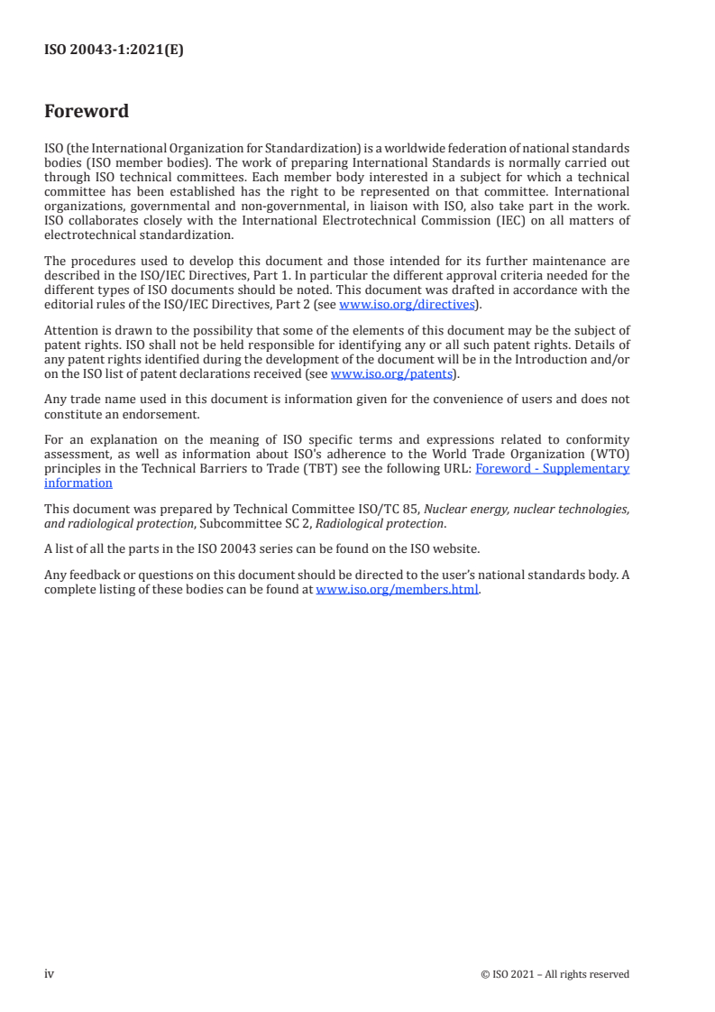 ISO 20043-1:2021 ISO 20043-1:2021 - Measurement of radioactivity in the environment — Guidelines for effective dose assessment using environmental monitoring data — Part 1: Planned and existing exposure situation/8/2021 - Page 4 preview