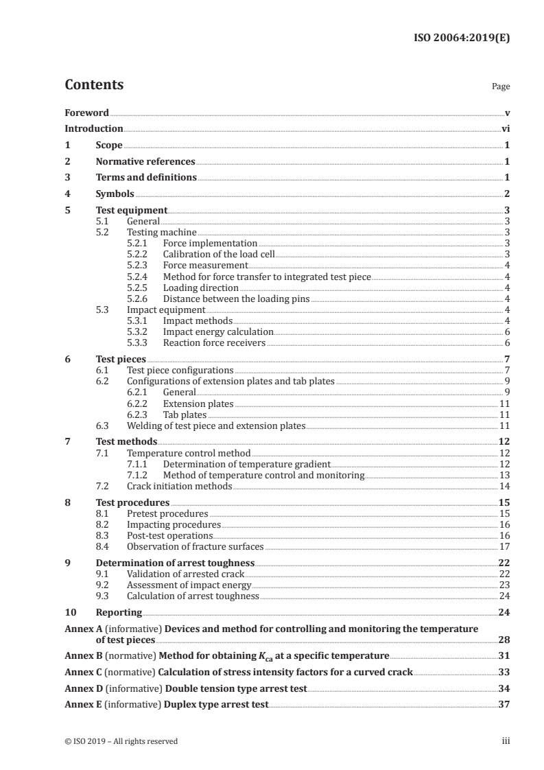 ISO 20064:2019 ISO 20064:2019 - Metallic materials — Steel — Method of test for the determination of brittle crack arrest toughness, Kca/22/2019 - Page 3 preview