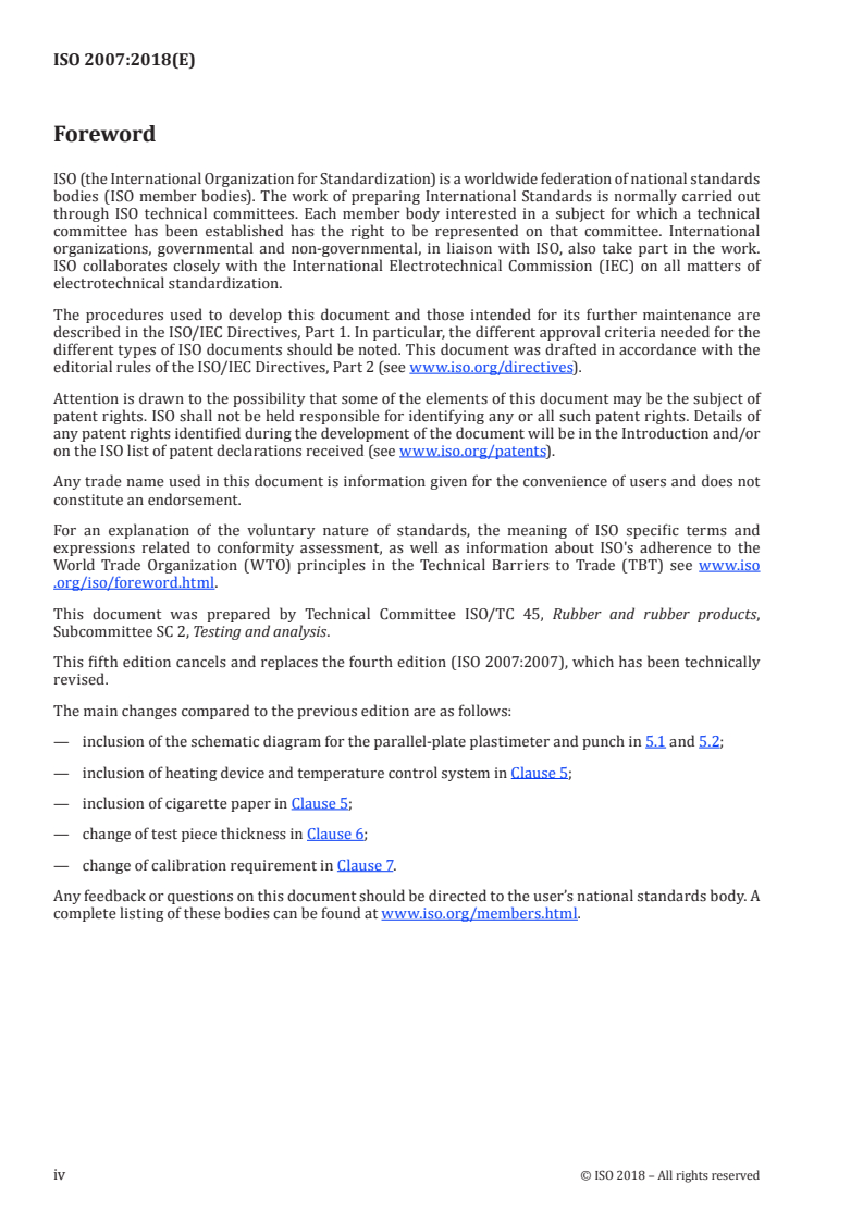 ISO 2007:2018 ISO 2007:2018 - Rubber, unvulcanized — Determination of plasticity — Rapid-plastimeter method/18/2018 - Page 4 preview