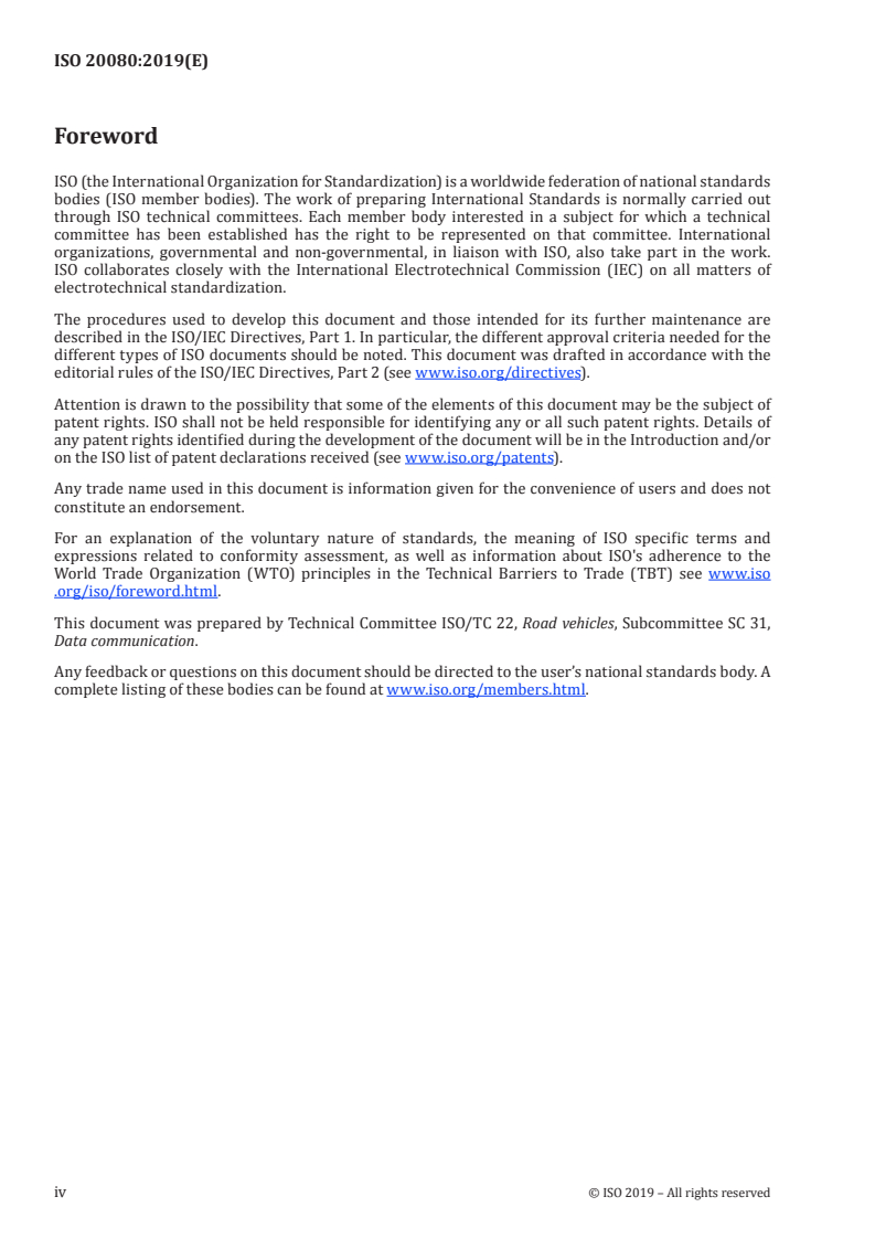 ISO 20080:2019 ISO 20080:2019 - Road vehicles — Information for remote diagnostic support — General requirements, definitions and use cases/22/2019 - Page 4 preview