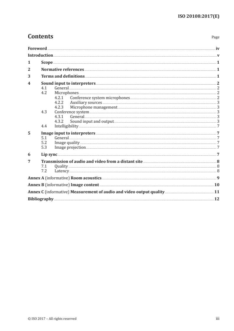 kSIST ISO/FDIS 20108:2017 ISO 20108:2017 - Simultaneous interpreting — Quality and transmission of sound and image input — Requirements/26/2017 - Page 3 preview