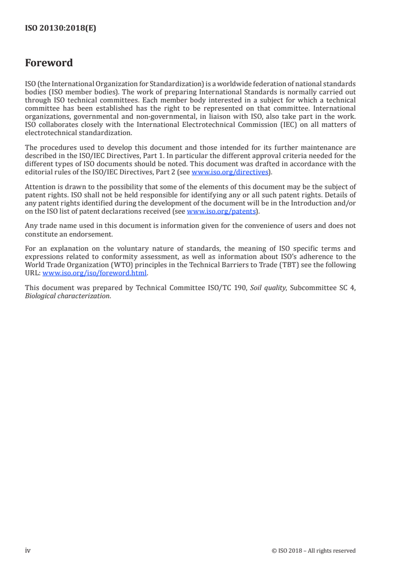 ISO 20130:2018 ISO 20130:2018 - Soil quality — Measurement of enzyme activity patterns in soil samples using colorimetric substrates in micro-well plates/18/2018 - Page 4 preview
