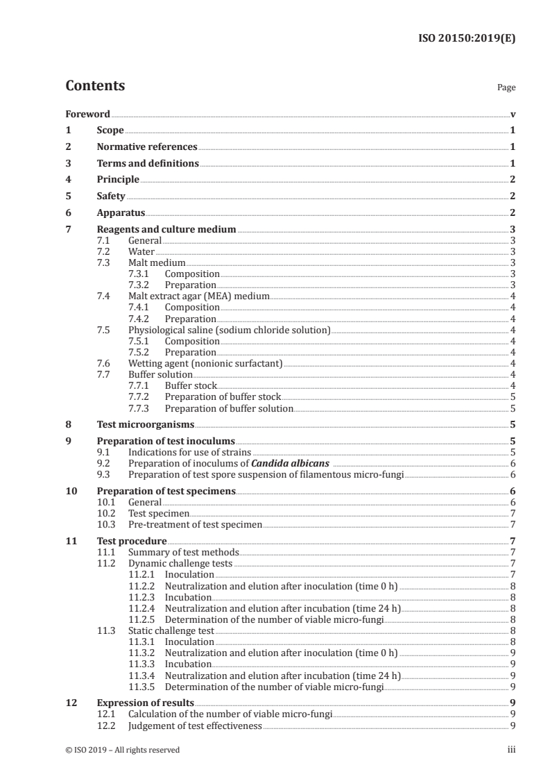 ISO 20150:2019 ISO 20150:2019 - Footwear and footwear components — Quantitative challenge test method to assess antifungal activity/21/2019 - Page 3 preview