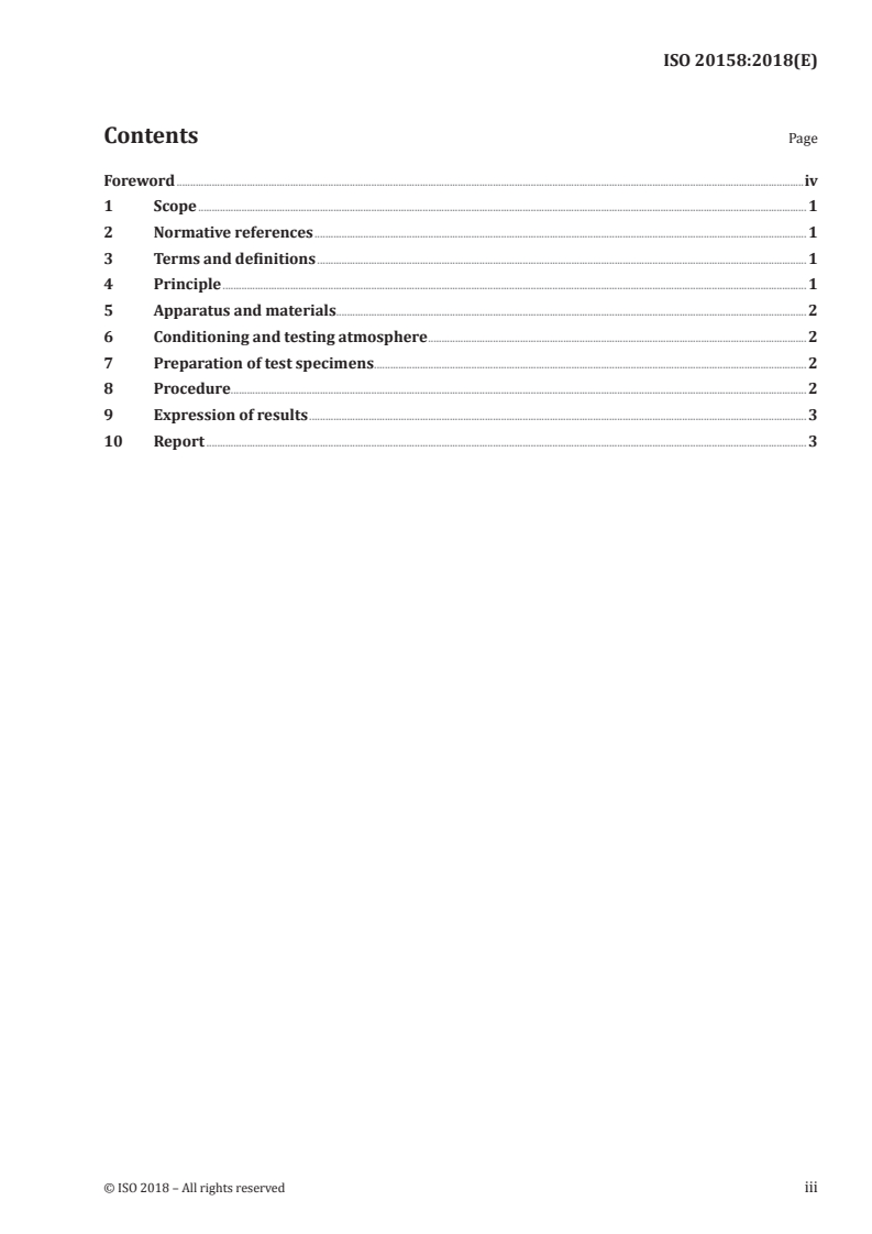 ISO 20158:2018 ISO 20158:2018 - Textiles — Determination of water absorption time and water absorption capacity of textile fabrics/25/2018 - Page 3 preview