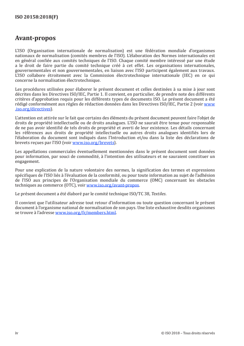 ISO 20158:2018 ISO 20158:2018 - Textiles — Détermination du temps d'absorption d'eau et de la capacité d'absorption d'eau des étoffes/25/2018 - Page 4 preview